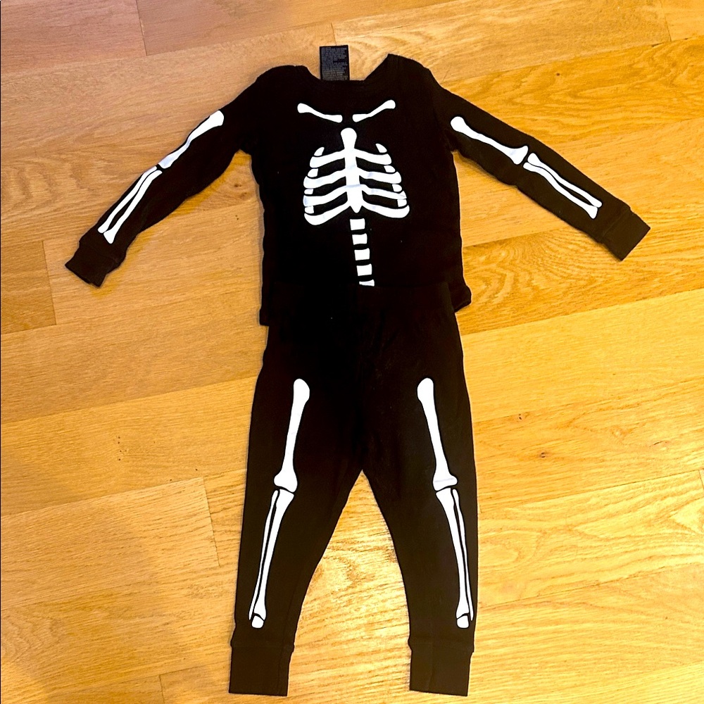 Baby Skeleton Outfit , Black Skeleton Halloween Pajama Set